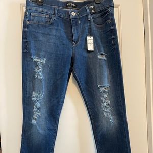 NWT Express Dark Wash Mid Rise Legging 12 Short